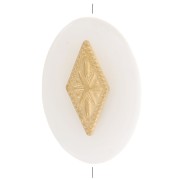 Cuenta ovalada plana de 13 x 9 mm de nácar con rombo de acero inoxidable 304 Dorado x1
