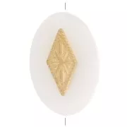 Cuenta ovalada plana de 13 x 9 mm de nácar con rombo de acero inoxidable 304 Dorado x1