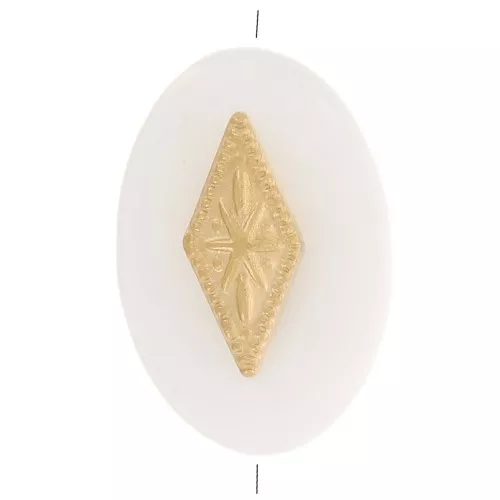 Cuenta ovalada plana de 13 x 9 mm de nácar con rombo de acero inoxidable 304 Dorado x1