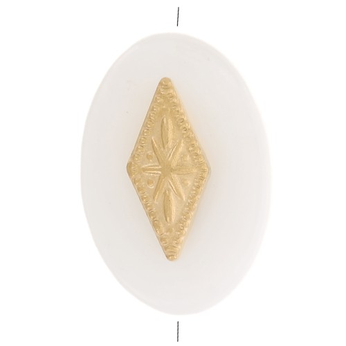 Perla plana ovalada 12x8mm en nácar con diamante en acero inoxidable 316L Doradox1