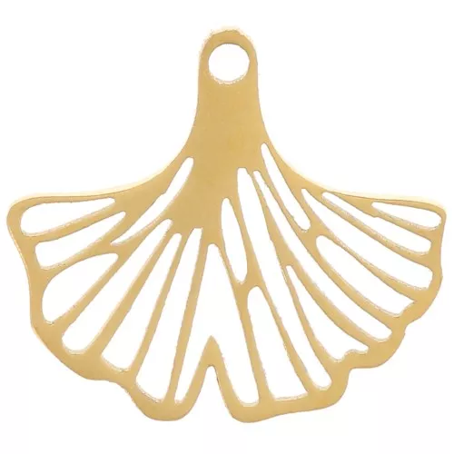 Dije hoja de ginkgo calada 11x12 mm - Acero inoxidable 316L Dorado x1