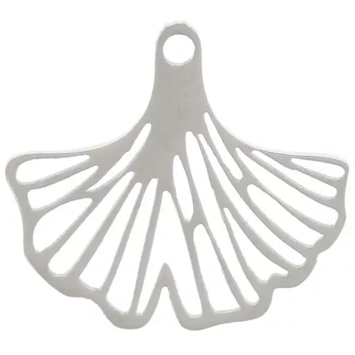 Dije hoja de ginkgo calada 11x12 mm - Acero inoxidable 316L x1