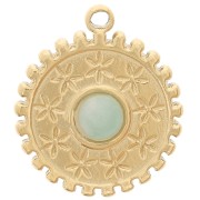 Dije redondo 15 mm - motivo flor - para cabujón 4 mm - acero inoxidable 304 Dorado x1