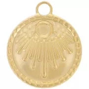 Colgante étnico redondo 18 mm - para cabujón 3 mm - Acero inoxidable 316L Doradox1