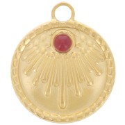 Colgante étnico redondo 18 mm - para cabujón 3 mm - Acero inoxidable 316L Doradox1