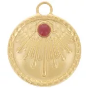 Colgante étnico redondo 18 mm - para cabujón 3 mm - Acero inoxidable 316L Doradox1