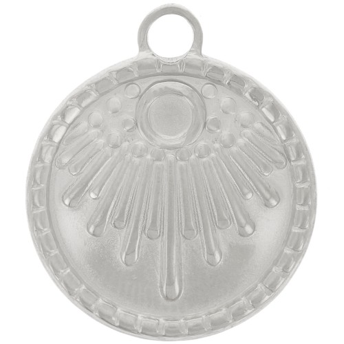 Colgante étnico redondo de 18 mm - para cabujón de 3 mm - Acero inoxidable 316L x1