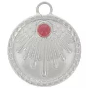 Colgante étnico redondo de 18 mm - para cabujón de 3 mm - Acero inoxidable 316L x1