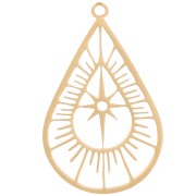 Colgante gota calada 22x14 mm - Motivo estrella del norte - Acero inoxidable 316L Doradox1