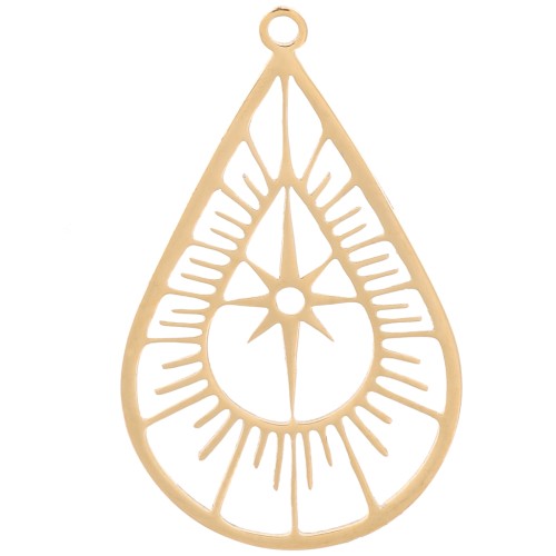 Colgante gota calada 22x14 mm - Motivo estrella del norte - Acero inoxidable 316L Doradox1