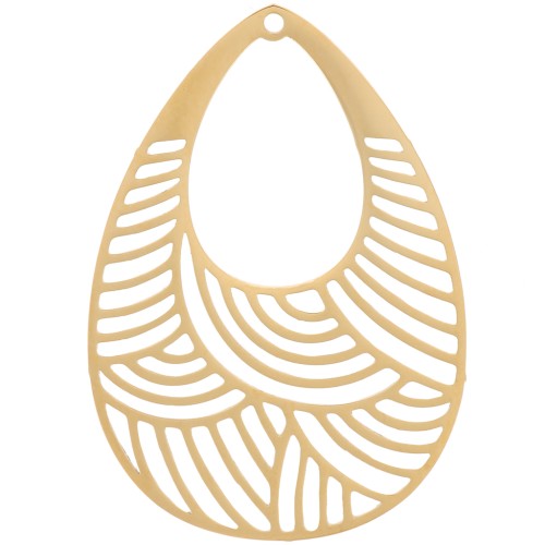 Colgante gota 30x21 mm - Acero inoxidable dorado 316L x1