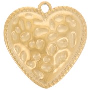 Colgante corazón martillado abombado 18x17 mm - Acero Inoxidable Dorado 304L x1