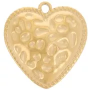 Colgante corazón martillado abombado 18x17 mm - Acero Inoxidable Dorado 304L x1