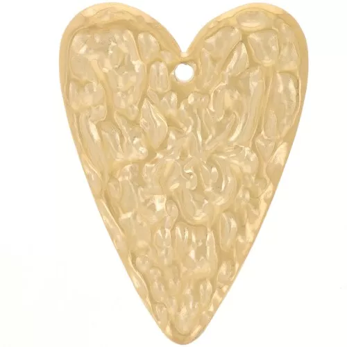 Colgante Corazón Martillado 34x24 mm - Acero Inoxidable Dorado 304L x1
