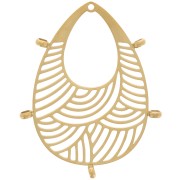 Colgantes gota 32x25 mm - 5 anillos cerrados - Acero inoxidable 316L Dorado x2