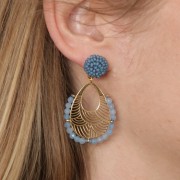 Colgantes gota 32x25 mm - 5 anillos cerrados - Acero inoxidable 316L Dorado x2