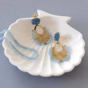 Colgantes gota 32x25 mm - 5 anillos cerrados - Acero inoxidable 316L Dorado x2