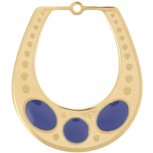 Colgante de diseño texturado 25x21 mm con resina epoxi - Acero inoxidable 316L Dorado - Azul