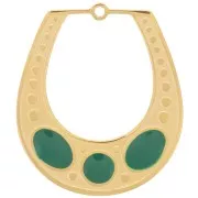 Colgante de diseño texturado 25x21 mm con resina epoxi - Acero inoxidable dorado 316L - Verde