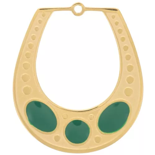 Colgante de diseño texturado 25x21 mm con resina epoxi - Acero inoxidable dorado 316L - Verde