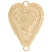 Entrepieza corazón trabajada 29x21 mm para cabujón 8x6 mm - Acero inoxidable 316L Dorado