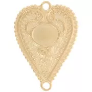 Entrepieza corazón trabajada 29x21 mm para cabujón 8x6 mm - Acero inoxidable 316L Dorado