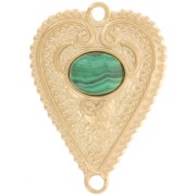 Entrepieza corazón trabajada 29x21 mm para cabujón 8x6 mm - Acero inoxidable 316L Dorado