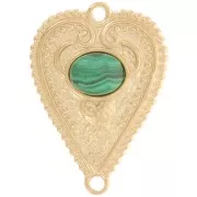 Entrepieza corazón trabajada 29x21 mm para cabujón 8x6 mm - Acero inoxidable 316L Dorado