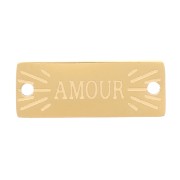 Entrepieza rectangular 13x5 mm - Diseño Love - Acero inoxidable 316L Dorado x1