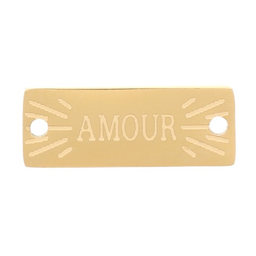 Entrepieza rectangular 13x5 mm - Diseño Love - Acero inoxidable 316L Dorado x1