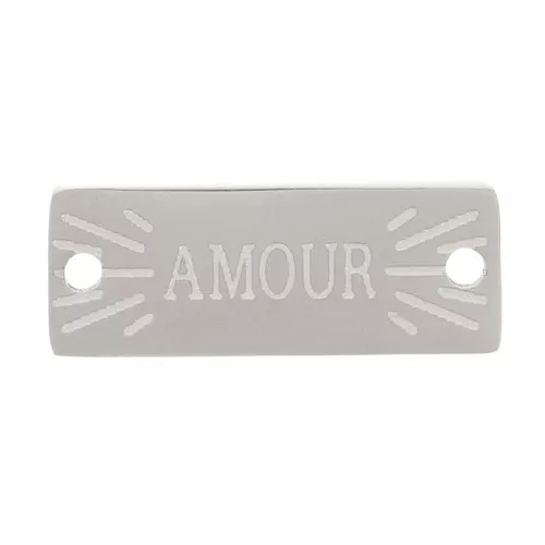 Entrepieza rectangular 13x5 mm - Diseño Love - Acero inoxidable 316L x1