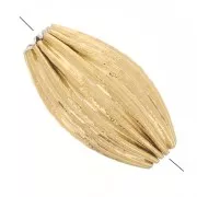 Perla de color oliva estriada, 10x6 mm - Godron - Acero inoxidable 304L Dorado x1