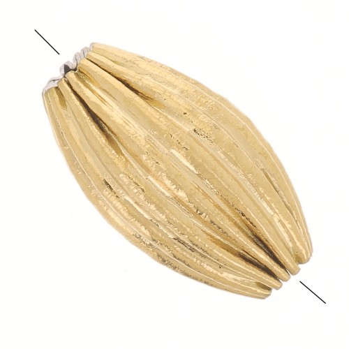 Perla de color oliva estriada, 10x6 mm - Godron - Acero inoxidable 304L Dorado x1