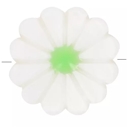 Cuenta Flor de Nácar 12 mm - Blanca - Verde x1