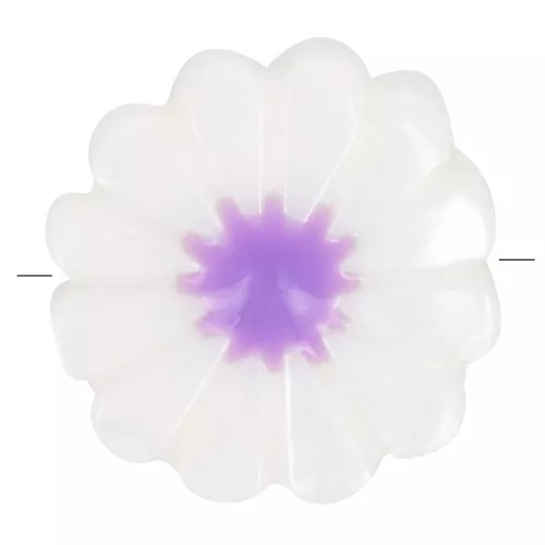 Cuenta Flor Margarita Nacarada 12 mm - Blanca - Violeta x1