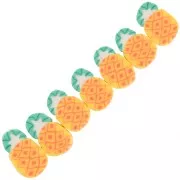 Cuentas piña - arcilla polimérica 11x7,5 mm - Naranja - Verde x4