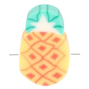 Cuentas piña - arcilla polimérica 11x7,5 mm - Naranja - Verde x4