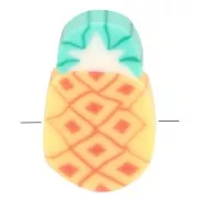 Cuentas piña - arcilla polimérica 11x7,5 mm - Naranja - Verde x4