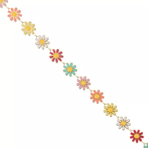 Cadena margarita 10mm resina epoxi Acero inoxidable 304 Dorado -Multicolor x1m
