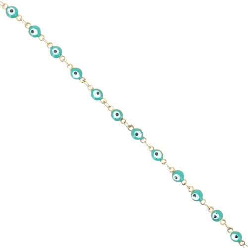 Cadena de fantasía con ojo de epoxi 4,5 mm Acero inox 304 Oro - V. Turquesa x1m