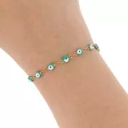 Cadena de fantasía con ojo de epoxi 4,5 mm Acero inox 304 Oro - V. Turquesa x1m