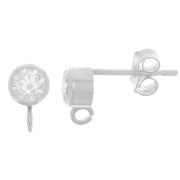 Pendientes de 4,5 mm con óxido de circonio - Plata 925 - Cristal x2
