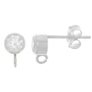 Pendientes de 4,5 mm con óxido de circonio - Plata 925 - Cristal x2
