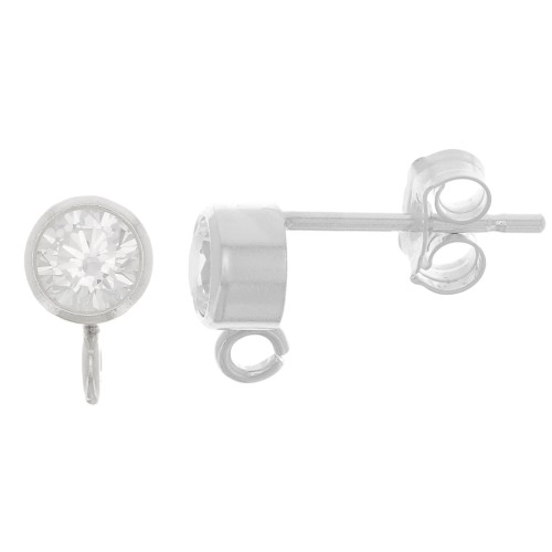 Pendientes de 4,5 mm con óxido de circonio - Plata 925 - Cristal x2