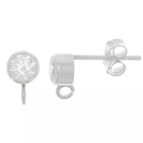 Pendientes de 4,5 mm con óxido de circonio - Plata 925 - Cristal x2