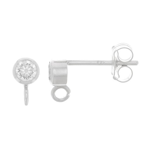Pendientes de 3,5 mm con óxido de circonio - Plata 925 - Cristal x2