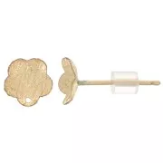 Pendientes flor texturizados 6mm con agujero - Gold Filled x2