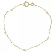 Pulsera de malla forçat con cuentas alternadas de 2,5 mm (1x3) - Chapado en oro 3 micras x17cm