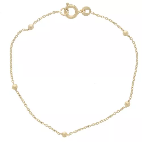 Pulsera de malla forçat con cuentas alternadas de 2,5 mm (1x3) - Chapado en oro 3 micras x17cm