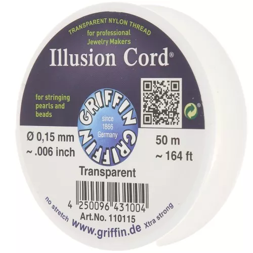 Hilo de nylon invisible 0,15 mm - cordón ilusión - Griffin - Transparente x50m